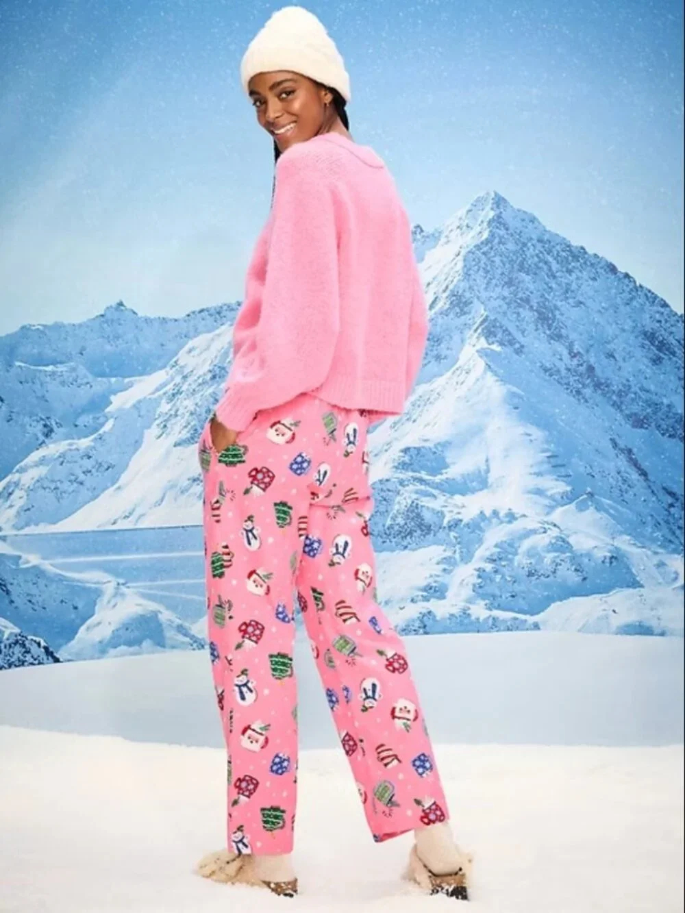 Old Navy Women's Pink Mugs Fun Flannel Pants Pajamas (M) NWT!